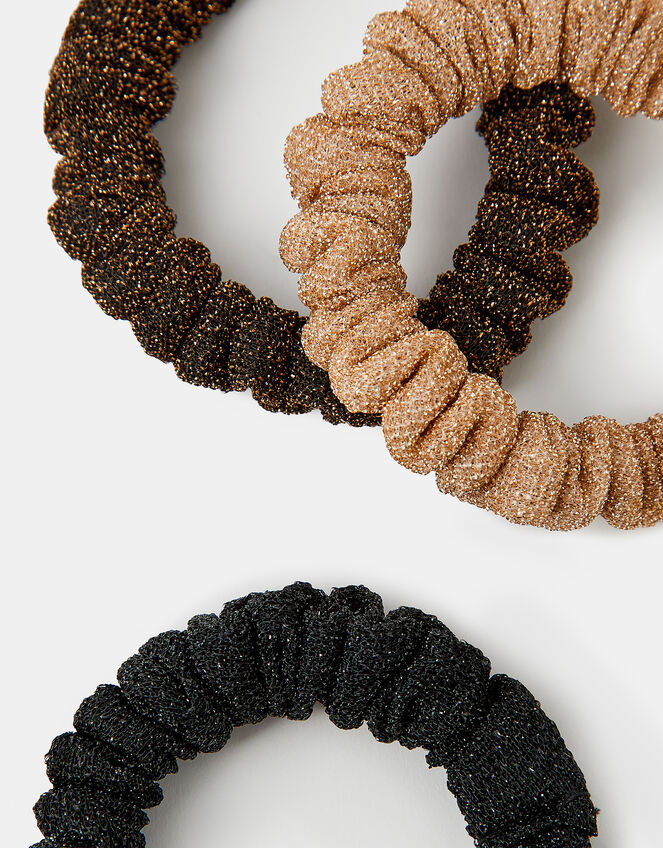 3-Pack Metallic Hair Scrunchies, , large