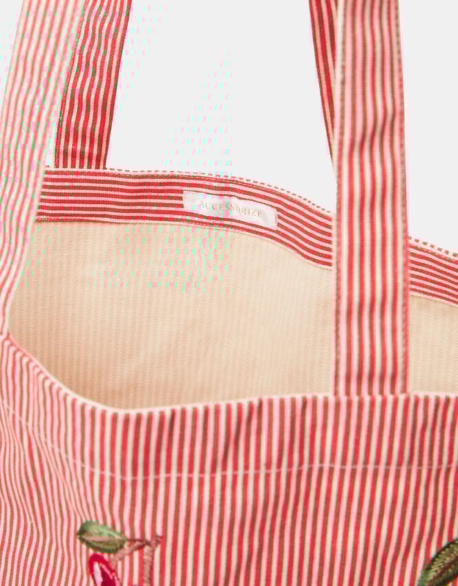 Cherry Stripe Shopper Bag, , large