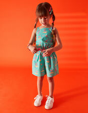 Girls Flamingo Playsuit, Green (GREEN), large