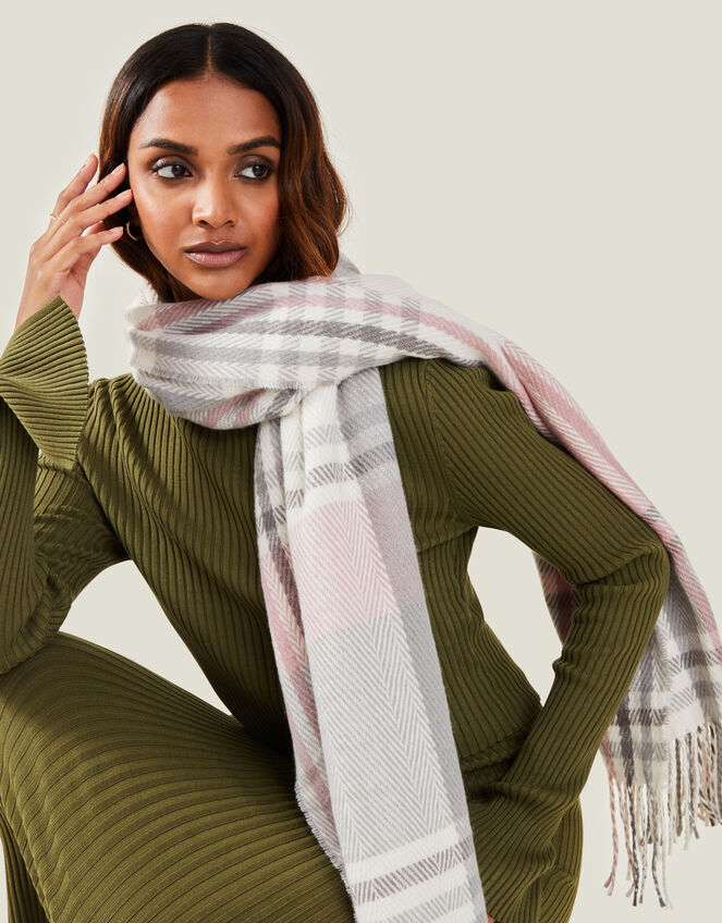 Pastel Check Blanket Scarf, , large