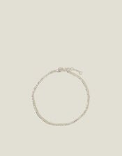 Sterling Silver-Plated Beaded Anklet, , large
