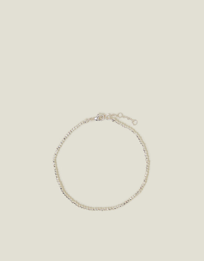 Sterling Silver-Plated Beaded Anklet, , large