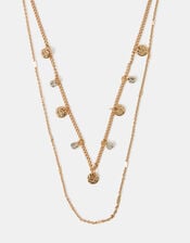 Textured Disc Layered Necklace , Gold (GOLD), large