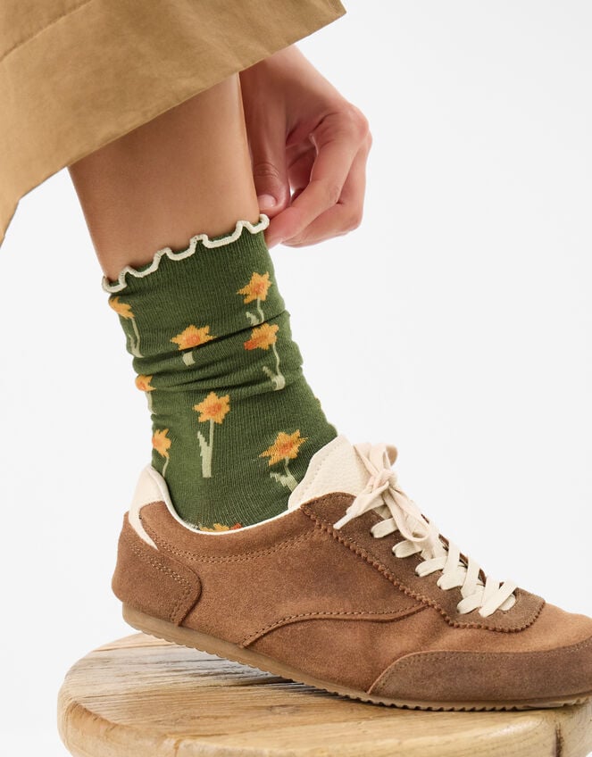Daffodil Print Socks, , large