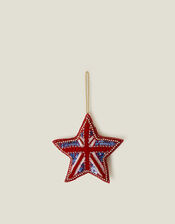 Embellished Union Jack Star Christmas Tree Decoration, , large