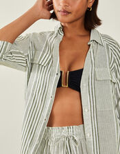 Stripe Beach Shirt, Green (KHAKI), large