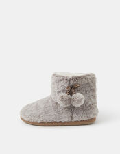 Faux Fur Boot Slippers, Grey (GREY), large
