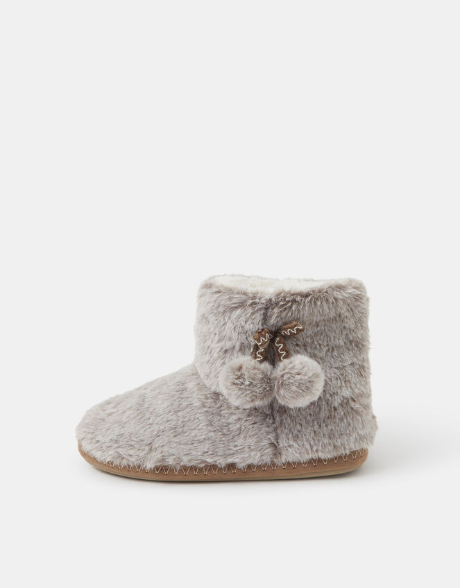 Faux Fur Boot Slippers, Grey (GREY), large