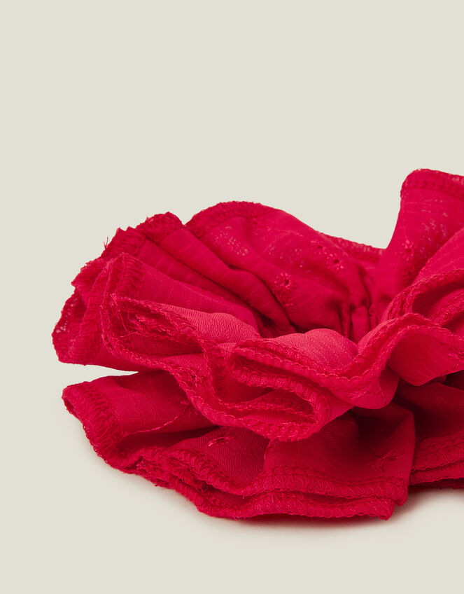 Oversized Broderie Hair Scrunchie, , large