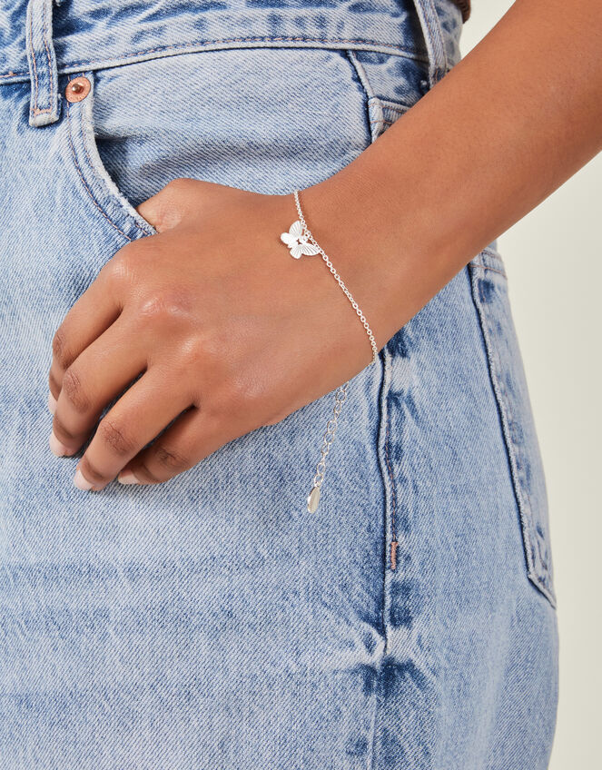 Butterfly Charm Chain Bracelet, Silver (SILVER), large