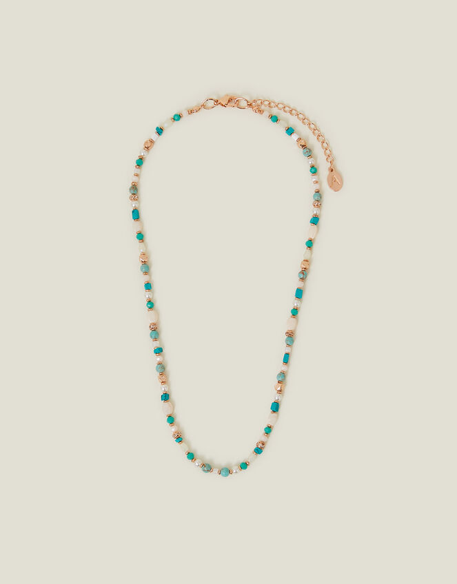 Mix Beaded Necklace Turquoise, , large