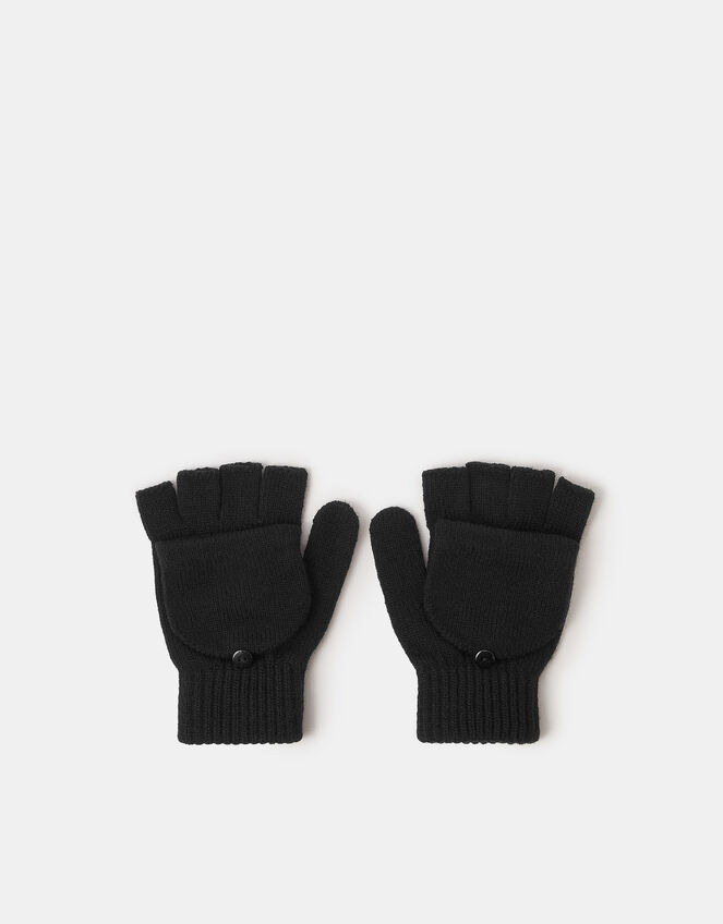 Plain Capped Gloves, Black (BLACK), large