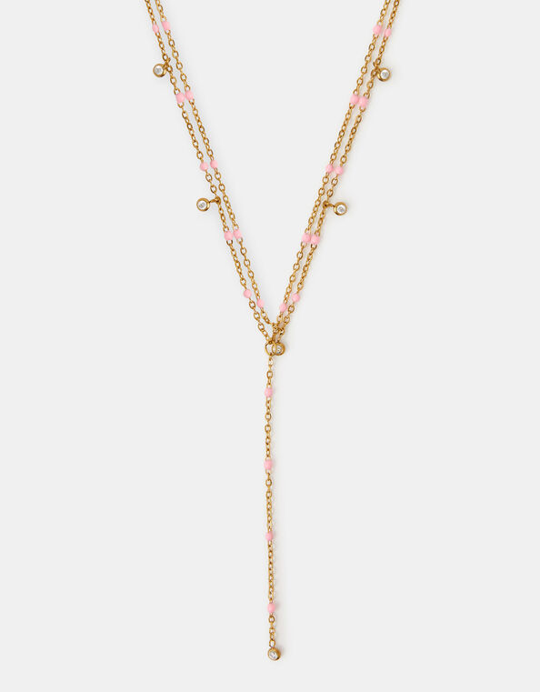 Stainless Steel Bead Layered Lariat Necklace, , large