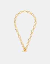 14ct Gold-Plated Knot Chain T-Bar Necklace, , large