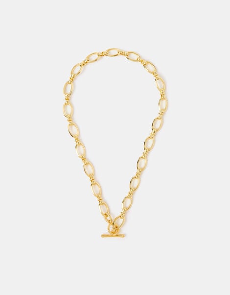14ct Gold-Plated Knot Chain T-Bar Necklace, , large