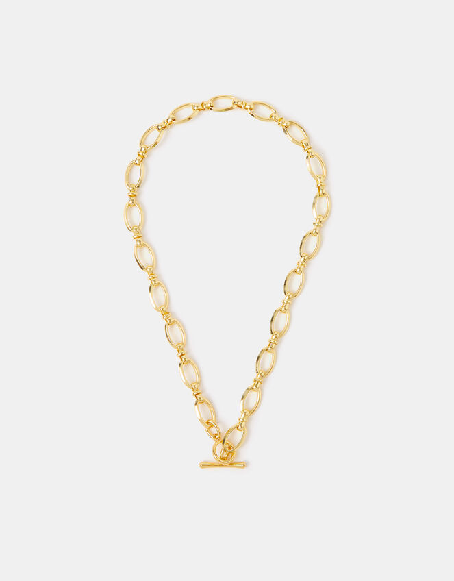14ct Gold-Plated Knot Chain T-Bar Necklace, , large