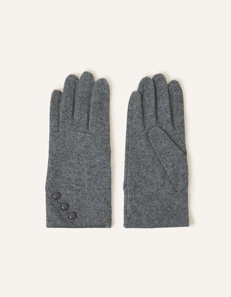 Touchscreen Button Gloves in Wool Blend, Grey (GREY), large
