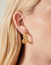 14ct Gold-Plated Chunky Molten Hoop Earrings, , large