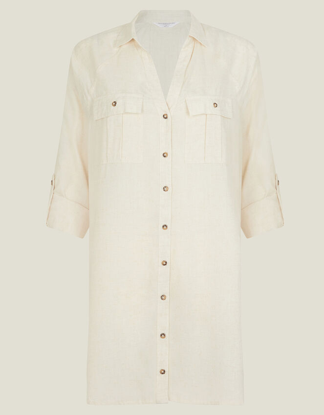Long Sleeve Shirt Beach Cover-Up, Camel (BEIGE), large
