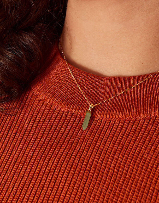 14ct Gold-Plated Aventurine Shard Pendant Necklace, , large