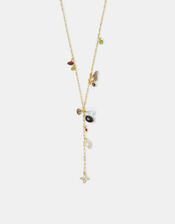 14ct Gold-Plated Semi Precious Lariat Necklace, , large