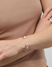 Sterling Silver-Plated Open Cuff Bracelet, , large