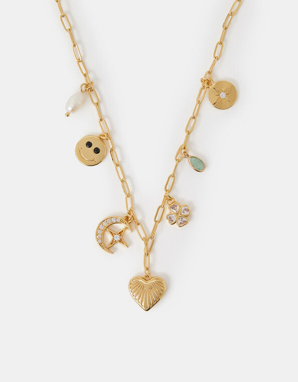 14ct Gold-Plated Charm Necklace, , large