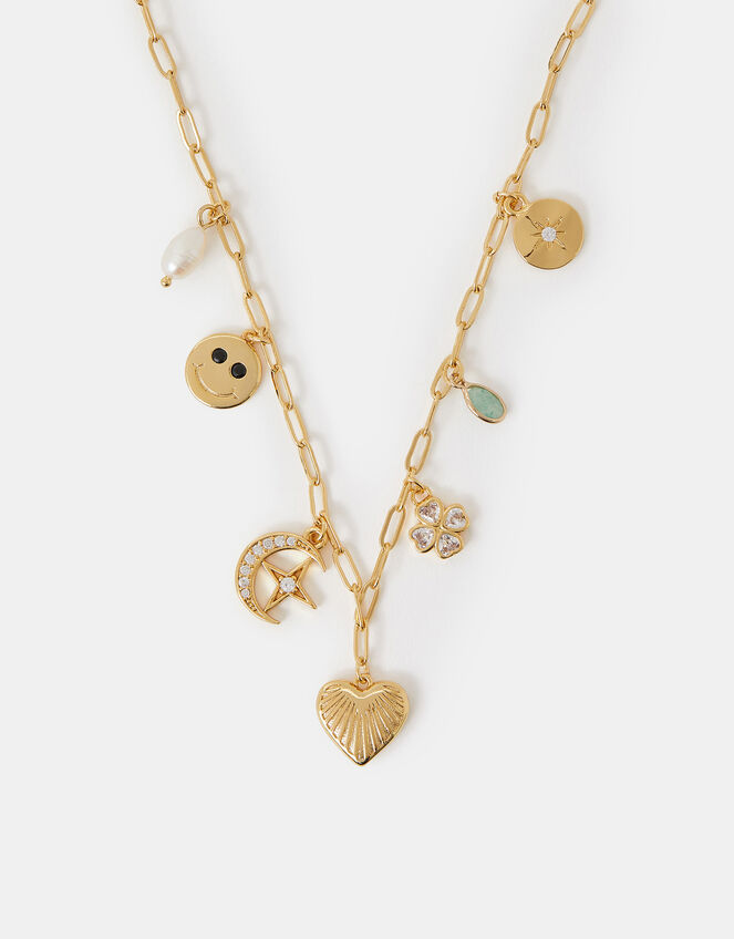 14ct Gold-Plated Charm Necklace, , large