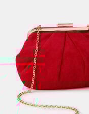 Pleated Suedette Clutch Bag, Red (RED), large