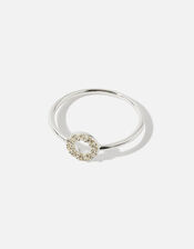 Sterling Silver Sparkle Circle Ring, White (ST CRYSTAL), large
