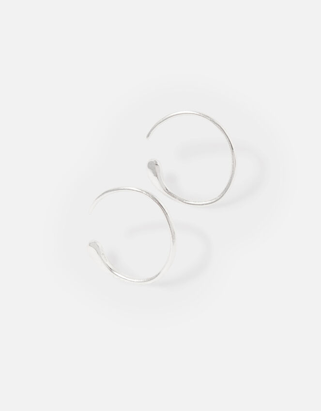 Sterling Silver Molten Hoop Earrings, , large