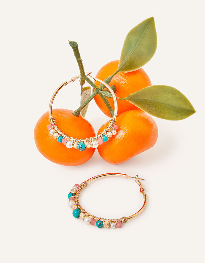 Statement Beaded Hoop Earrings, , large