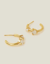 14ct Gold-Plated Faux Opal Chunky Hoops, , large