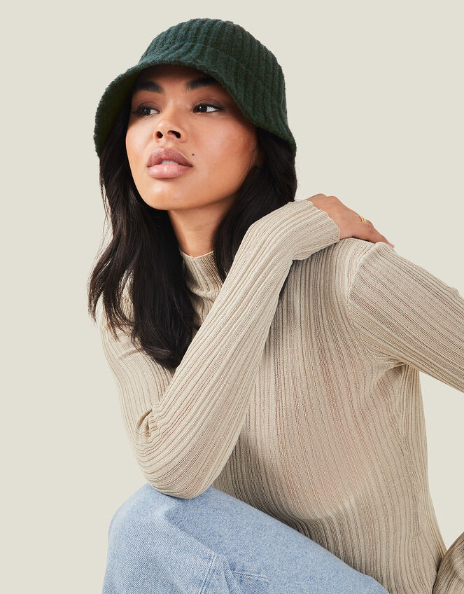 Knit Bucket Hat Green Hats Accessorize UK