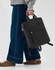 Faux Leather Backpack, Black (BLACK), large