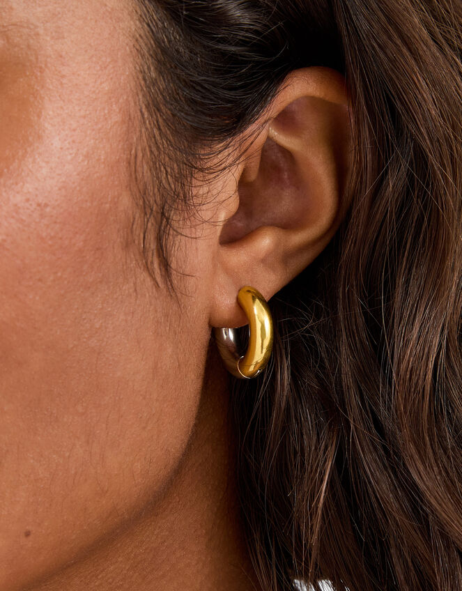 Stainless Steel Mixed Metal Hoop Earrings, , large