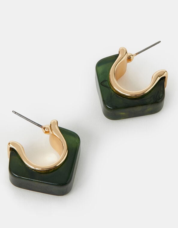 Resin Square Hoop Earrings, , large