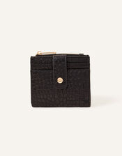 Faux Croc Zip Cardholder, Black (BLACK), large