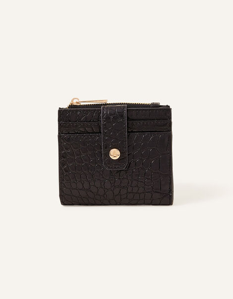 Faux Croc Zip Cardholder, Black (BLACK), large