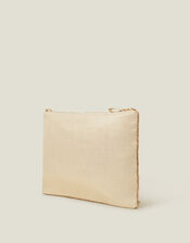 Sequin Bow Zip Top Clutch Bag, , large