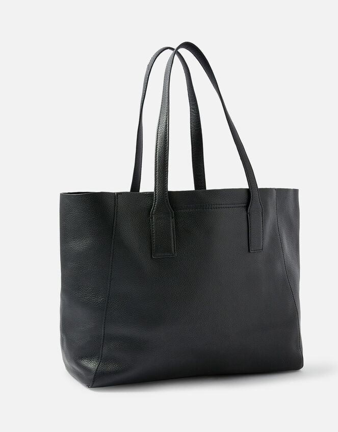 Melinda Large Leather Shopper, Black (BLACK), large