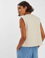 Mirror Embroidered Waistcoat, Natural (NATURAL), large