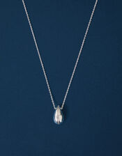 Sterling Silver-Plated Teardrop Pearl Pendant Necklace, , large