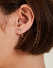 14ct Gold-Plated Cubic Zirconia Curved Barbell, , large