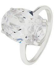 Sterling Silver Oval Cubic Zirconia Ring, White (ST CRYSTAL), large