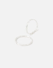 Sterling Silver Link and Twist Ring Twinset, Silver (ST SILVER), large