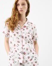 Strawberry Print Short Pyjama Set, Ivory (IVORY), large