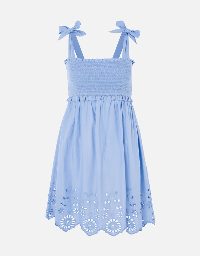 Broderie Hem Bandeau Dress, Blue (BLUE), large