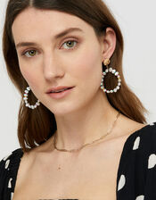 Pearl and Bright Bead Doorknocker Earrings, , large
