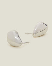 Platinum-Plated Stainless Steel Chunky Teardrop Earrings, , large